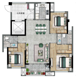 保利和光尘樾3室2厅1厨2卫建面103.00㎡