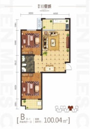 坤泽10里城2室2厅1厨1卫建面100.04㎡