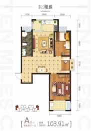 坤泽10里城2室2厅1厨1卫建面103.91㎡