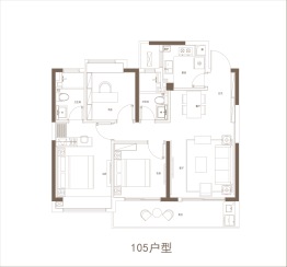 江悦润府3室2厅1厨2卫建面105.00㎡