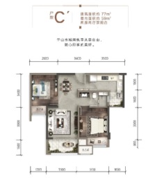 融侨首玺2室2厅1厨1卫建面77.00㎡