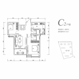 人居大同峰荟2室2厅1厨2卫建面102.00㎡