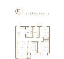 青岛印象·滟3室2厅1厨1卫建面95.00㎡