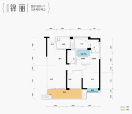 碧桂园万锦棠湾3室2厅1厨2卫建面101.00㎡