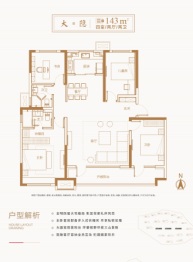 世茂揽樾4室2厅1厨2卫建面143.00㎡