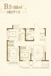 青岛印象·川3室2厅1厨1卫建面88.00㎡