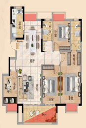 百盛和园3室2厅1厨2卫建面119.00㎡