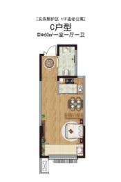 水发·盛世康苑1室1厅1厨1卫建面60.00㎡