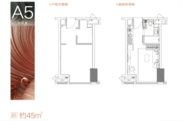 华润置地中心1室1厅1厨1卫建面45.00㎡