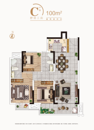 蓝光雍锦园3室2厅1厨2卫建面100.00㎡