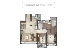 万科翡翠公园3室2厅1厨2卫建面132.00㎡