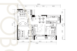 会展湾水岸4室2厅1厨2卫建面124.00㎡