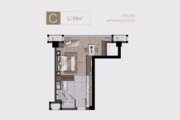 杉杉·观云大厦1室1厅1厨1卫建面59.00㎡