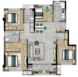 保利和光尘樾4室2厅1厨2卫建面109.00㎡