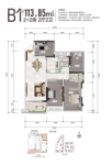 B1户型2+2房2厅2卫