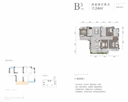 深业四季华庭4室2厅1厨2卫建面124.00㎡