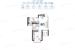 恒大海上威尼斯1室1厅1厨1卫建面55.00㎡