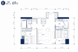 中交国际邮轮广场2室2厅1厨1卫建面69.00㎡