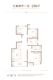 天津恒大中央公园3室2厅1厨1卫建面95.00㎡