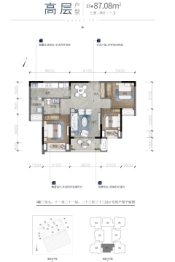 实地常春藤3室2厅1厨1卫建面87.08㎡