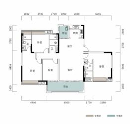 长房湘江府4室2厅1厨3卫建面173.00㎡