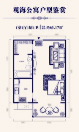 御海龙湾1室1厅1厨1卫建面63.17㎡