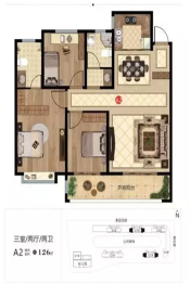 华纳奎文苑3室2厅1厨2卫建面126.00㎡