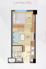 锦华领寓1室1厅1厨1卫建面35.00㎡