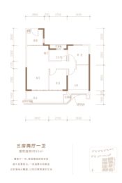 保利梦想城3室2厅1厨1卫建面95.00㎡