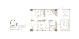 锦效宏苑2室2厅1厨1卫建面94.47㎡