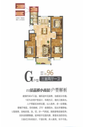 华信新城3室2厅1厨1卫建面96.00㎡