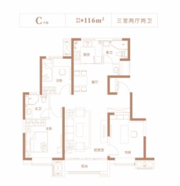 阳光城文澜公馆3室2厅1厨2卫建面116.00㎡