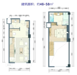 顺天明月湾1室1厅1厨2卫建面46.00㎡