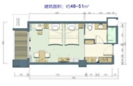 顺天明月湾1室1厅1厨1卫建面46.00㎡