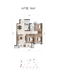 蓝光雍锦阁3室2厅1厨1卫建面96.00㎡