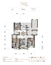 复星国际中心3室2厅1厨2卫建面125.00㎡