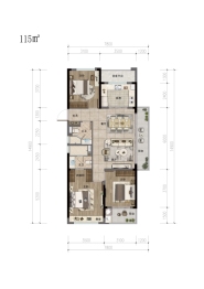 绿地潮悦江山城3室2厅1厨2卫建面115.00㎡