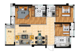 凤翔揽邑3室2厅1厨2卫建面87.00㎡