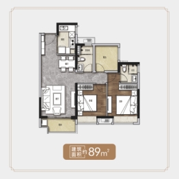 金地翠园3室2厅1厨1卫建面89.00㎡