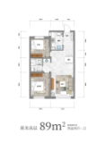 新星宇和润揽悦高层89平米户型图