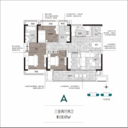 泰美嘉·香溪里3室2厅1厨2卫建面110.47㎡