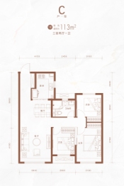 融创星美御3室2厅1厨1卫建面113.00㎡