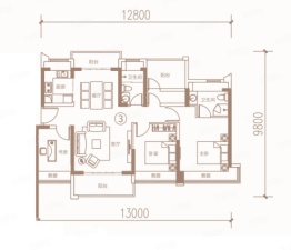 颐安天朗名庭3室2厅1厨2卫建面119.00㎡