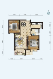 富丽国际2室2厅1厨1卫建面89.00㎡