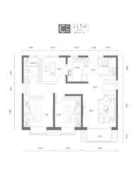 沿湖城3室2厅1厨2卫建面117.00㎡