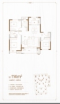 小高层标准层114平米户型