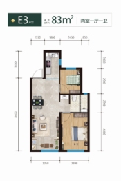 一亩芳华中医温泉康养小镇2室2厅1厨1卫建面83.00㎡