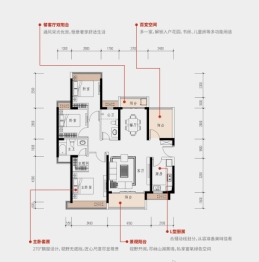 水岸花山3室2厅1厨2卫建面117.00㎡