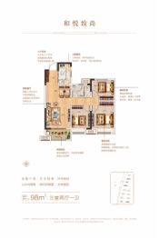 新郑奥园和悦府3室2厅1厨1卫建面98.00㎡