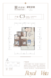 鸿景园·御景壹號3室2厅2卫建面128.00㎡